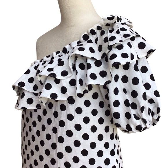 Lisa Marie Fernandez Polka Dot Ruffle Linen Mini Dress NEW - Picture 10 of 15